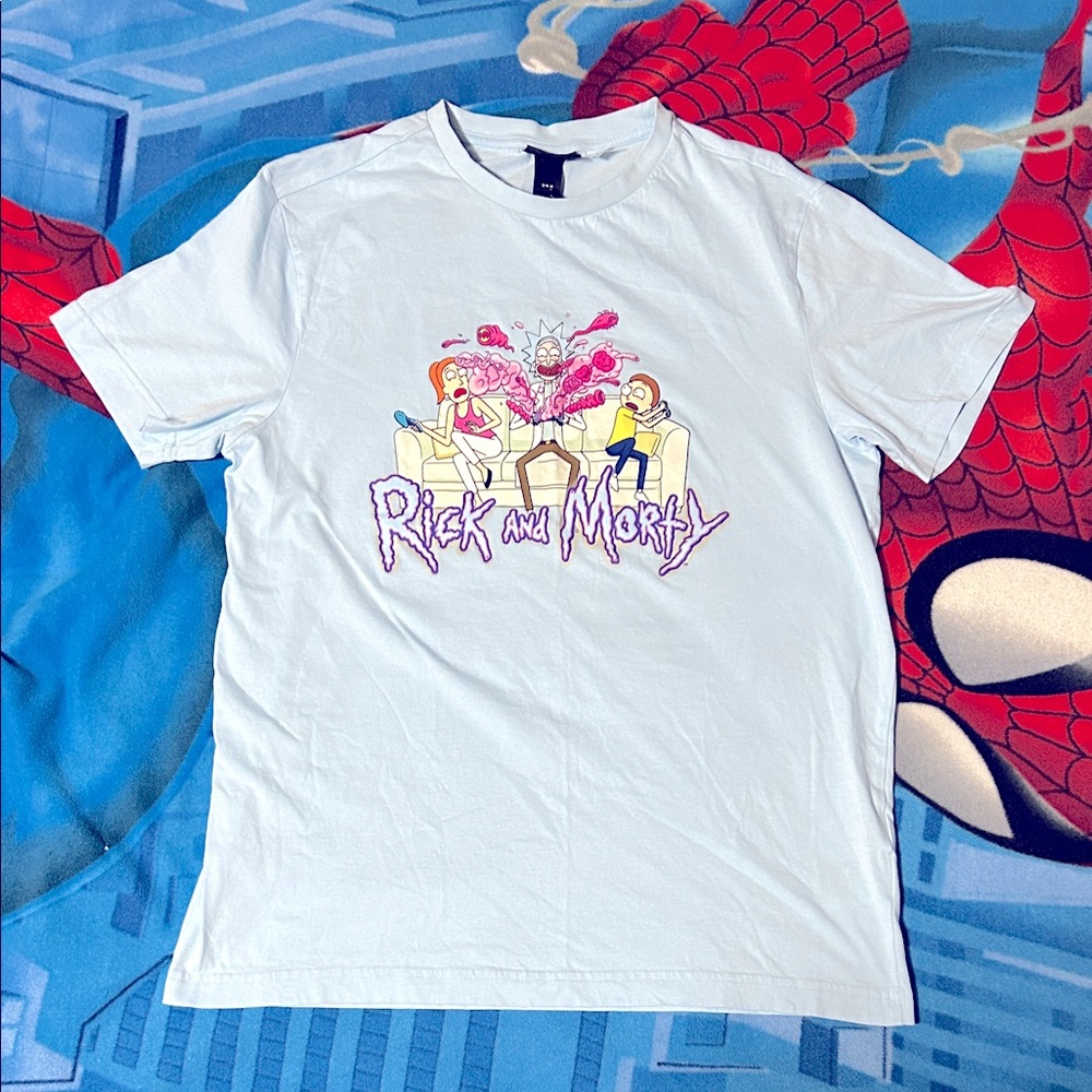 H&M Light Blue Rick & Morty Graphic Tee Shirt